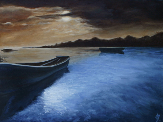 Boats at Twilight by artist Jenn Niebuhr